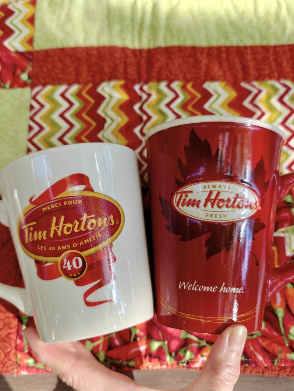 Tim Hortons Limited Edition Coffee Mugs (Lot of 2: 40th Anniversary & Welcome